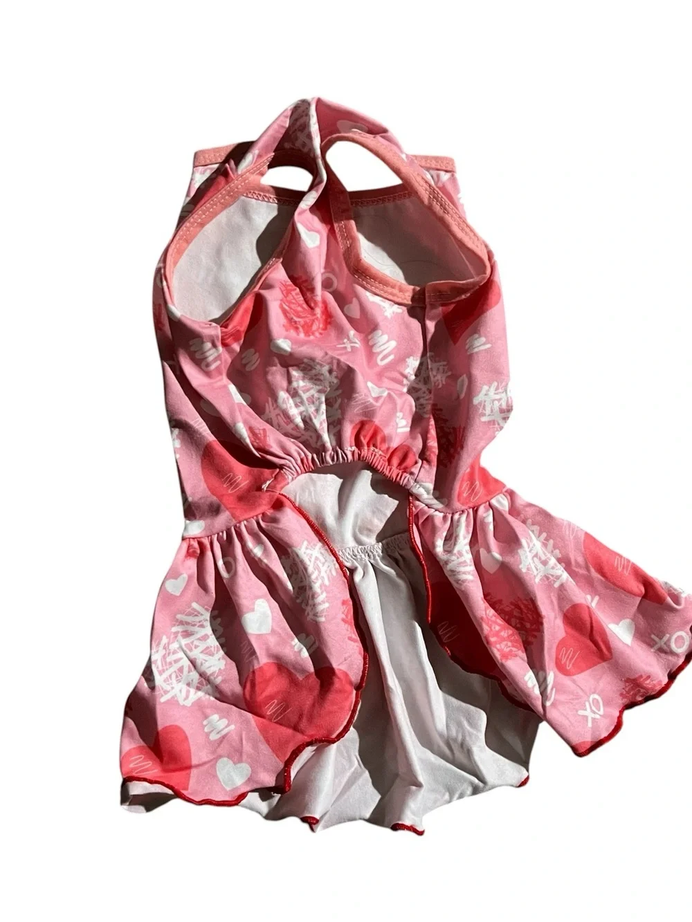NWOT Pink Heart Print Pet Dress with Cream Bow Size Small